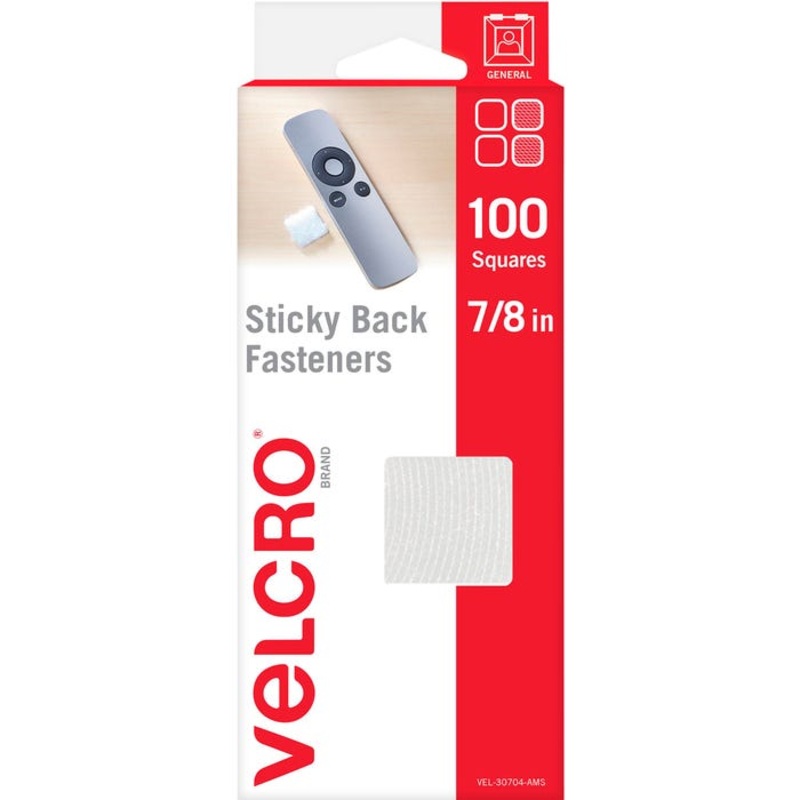 VELCRO Brand Adhesive Squares, 7/8 Inch, White, Pack of 100