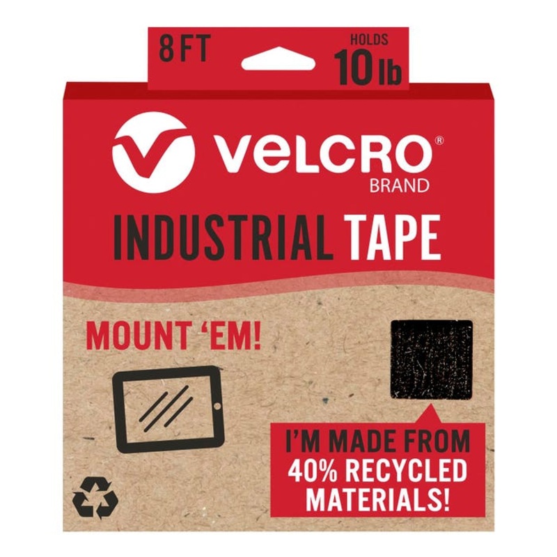 VELCRO Brand ECO Collection Industrial Strength Mounting Tape Roll, 1-7/8 Inch X 8 Feet, Black