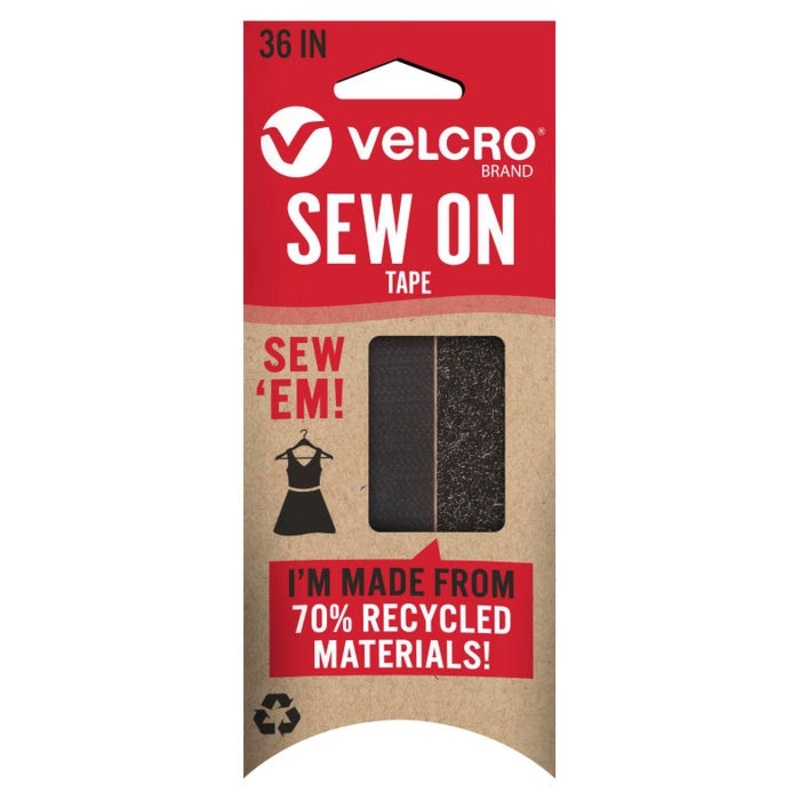 VELCRO Brand ECO Collection Sew On Tape, 3/4 Inch X 36 Inches, Black