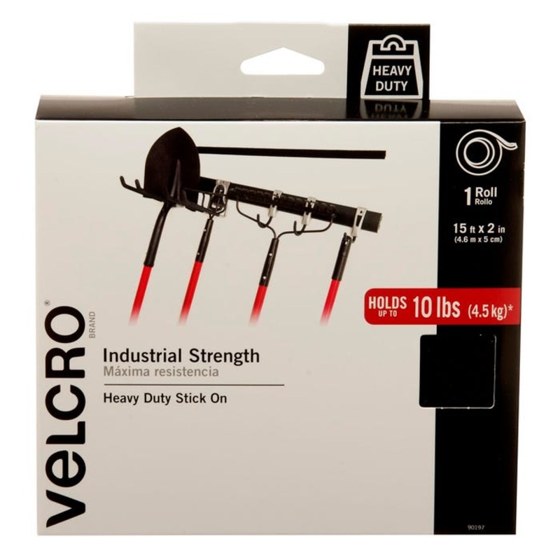 VELCRO Brand Hook and Loop Industrial Strength Tape Roll, 15 Feet x 2 Inches, Black