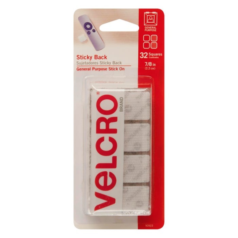 VELCRO Brand Mounting Squares, 7/8 Inch White, Pack of 32