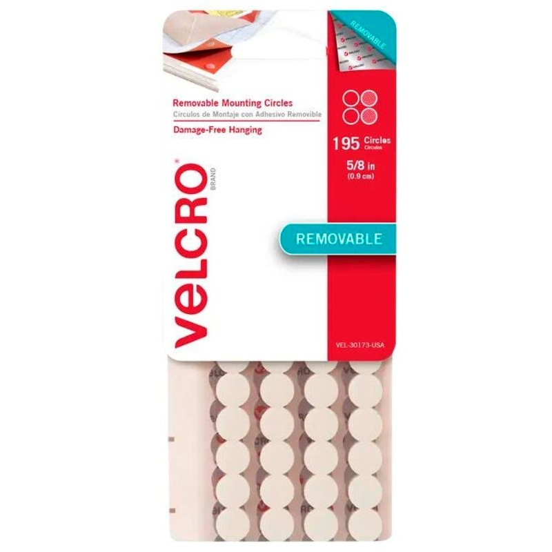 VELCRO Brand Removable Mounting Circles, 5/8 Inch, Pack of 195