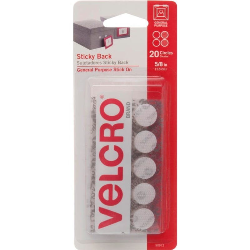 VELCRO Brand Sticky Back Hook and Loop Fasteners, 5/8 Inch Coins,White, Pack of 20