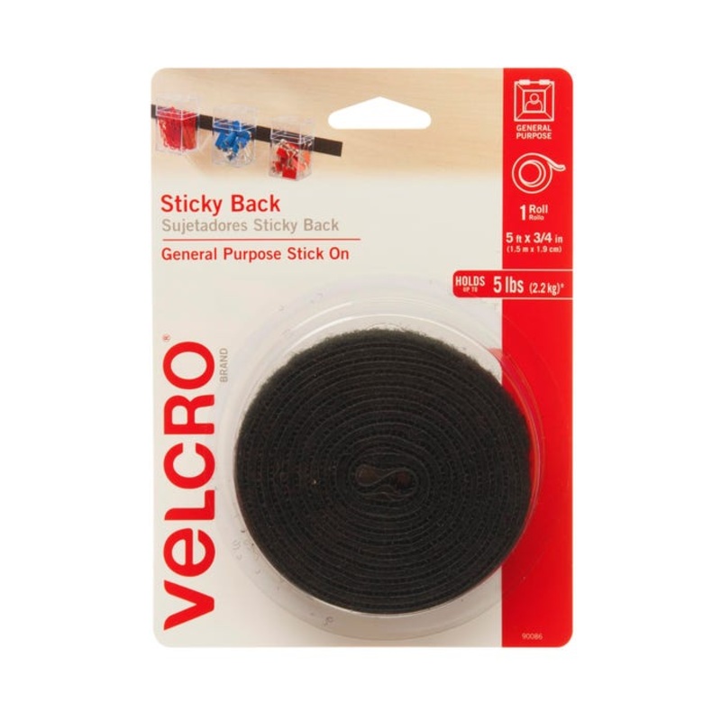 VELCRO Brand Sticky Back Tape, 3/4 Inch x 5 Feet, Black
