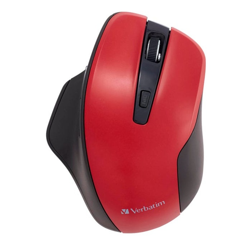 Verbatim Silent Ergonomic Wireless Blue LED Mouse, Red