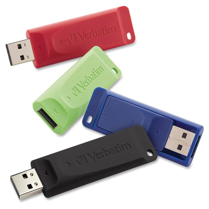 Verbatim Store 'N' Go USB 2.0 Flash Drive, 16 GB, Assorted Colors, Pack of 4