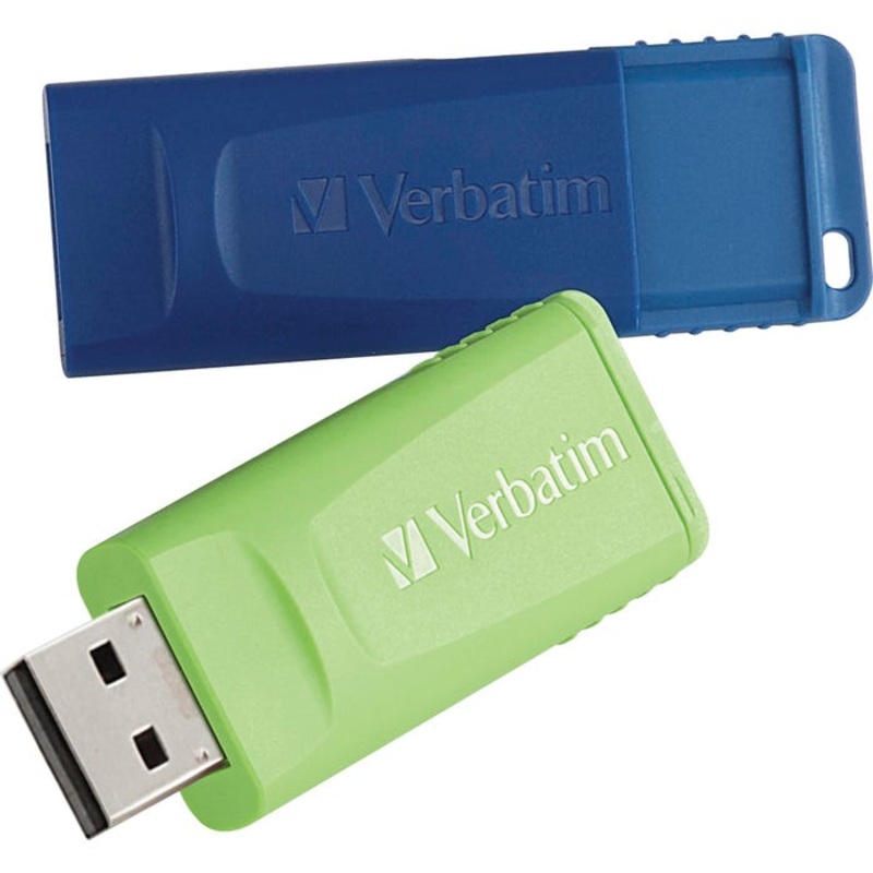 Verbatim Store 'N' Go USB 2.0 Flash Drive, 16 GB, Blue/Green, Pack of 2