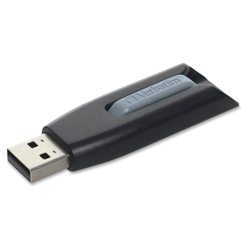 Verbatim Store 'N' Go V3 USB 3.0 Flash Drive, 128 GB, Black/Gray
