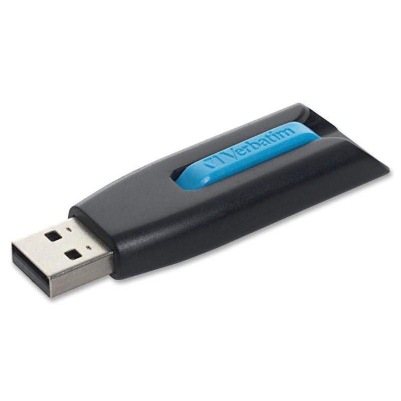 Verbatim Store 'N' Go V3 USB 3.0 Flash Drive, 16 GB, Black/Blue