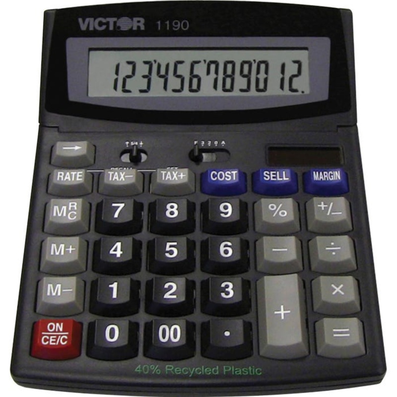 Victor 1190 12-Digit Executive Desktop Calculator, Black
