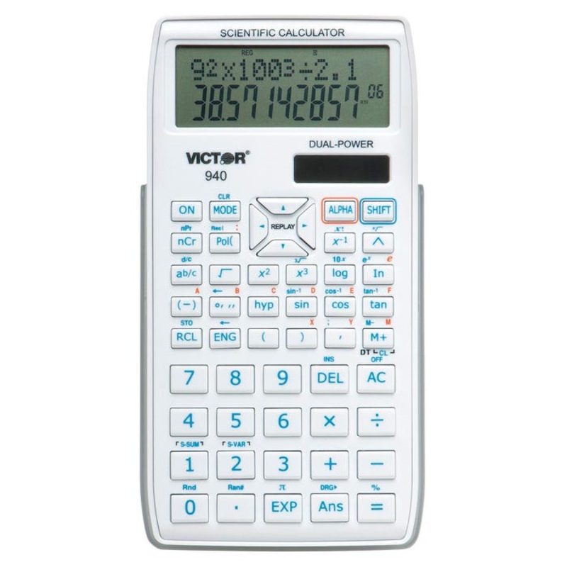 Victor 940 10 Digit Calculator with Two-Line Display, White