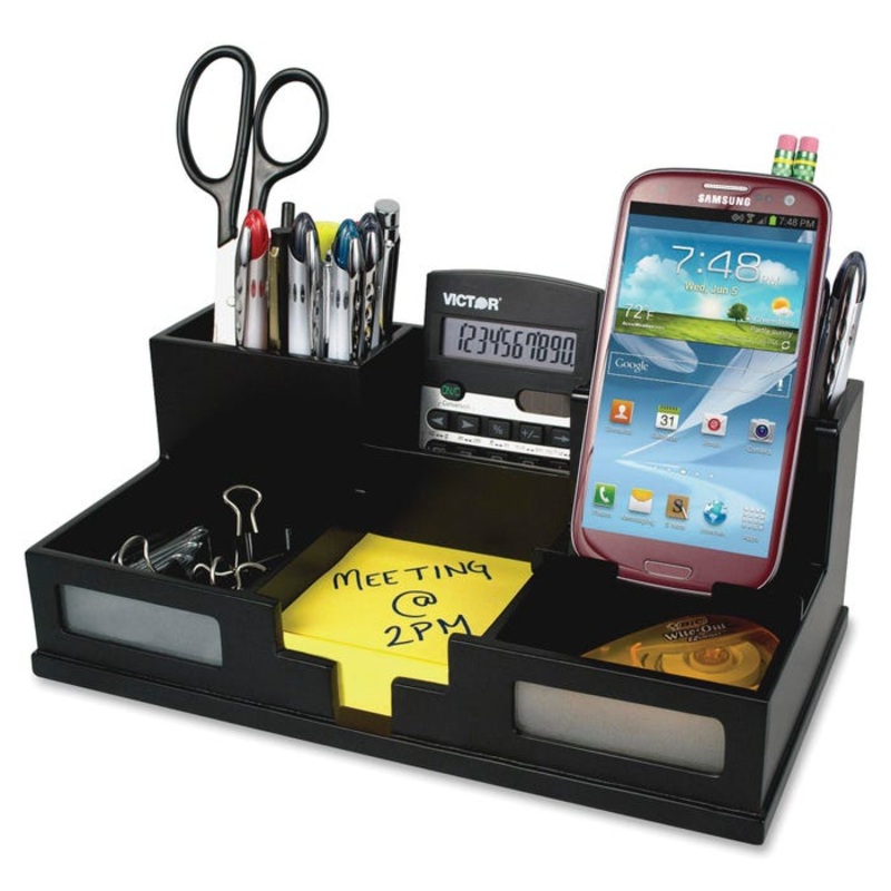 Victor Phone Holder Desk Organizer, 5-1/2 x 10-3/8 x 3-1/2 in, Black