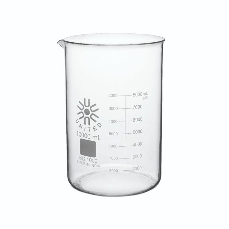 United Scientific Beakers, Low Form, Borosilicate Glass, 10000ml