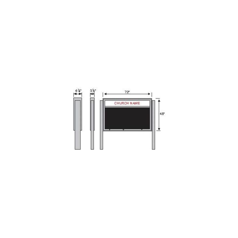 United Visual Products Illuminated Outdoor Double Sided Message Board, 48 in H X 72 in W, Aluminum Frame, Satin