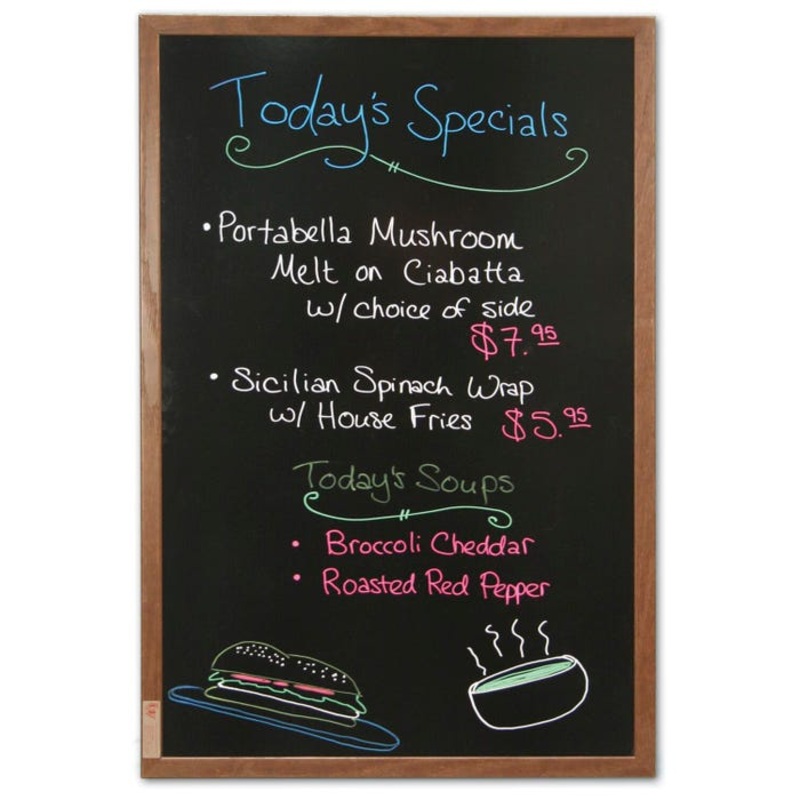 United Visual Products Non-Magnetic Durable Dry Erase Board, 18 in H X 24 in L, Oak Frame, Melamine, Black