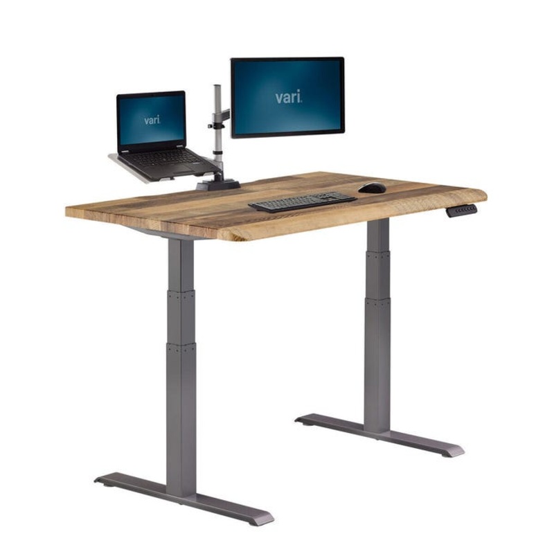 VARI Electric Standing Desk, Reclaimed Wood, 48 x 30 x 50-1/2 Inches