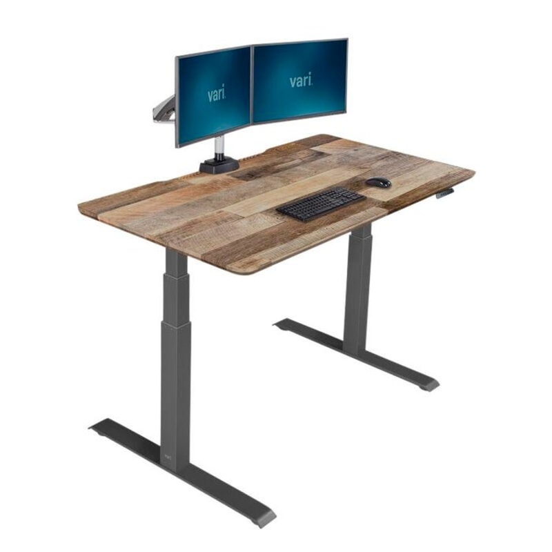 VARI Electric Standing Desk, Reclaimed Wood, 60 x 30 x 50 1/2 Inches