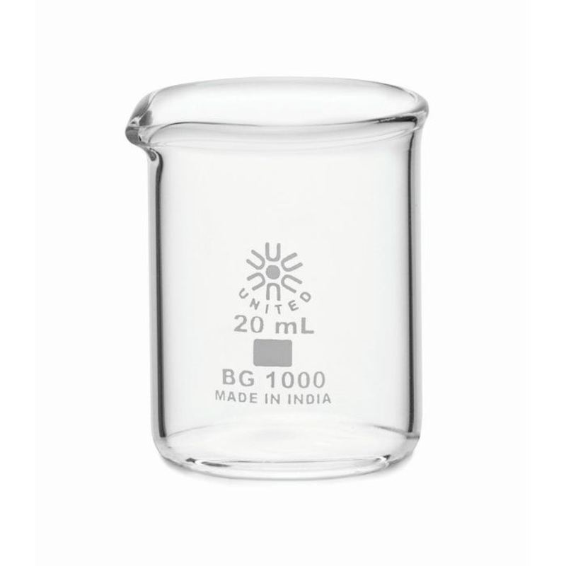 United Scientific Beakers, Low Form, Borosilicate Glass, 20ml