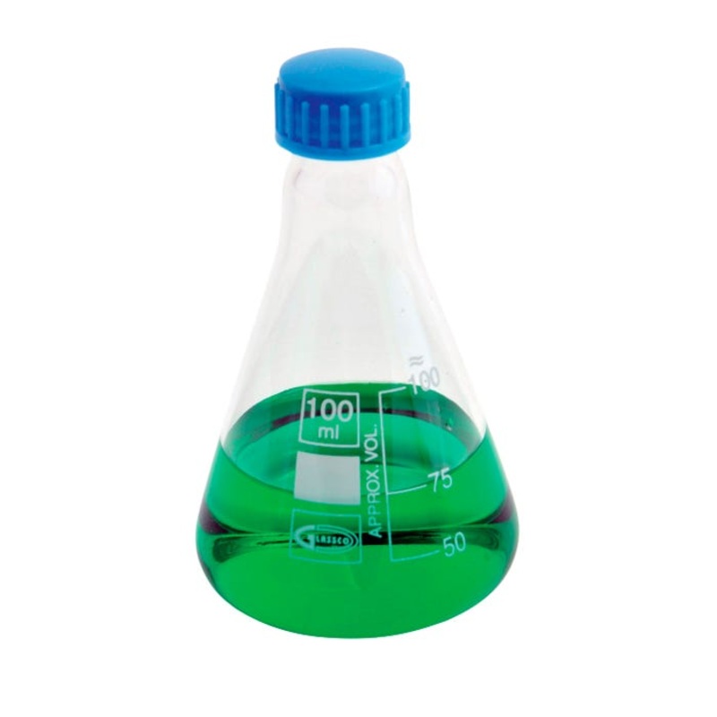 United Scientific Erlenmeyer Flask, W/Screw Cap, Borosilicate Glass, 1000 Milliliters