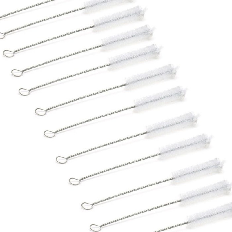 Frey Scientific Test Tube Brush, 3 L x 1/2 W in, Nylon Trim, 8 L in, White, Pack of 12