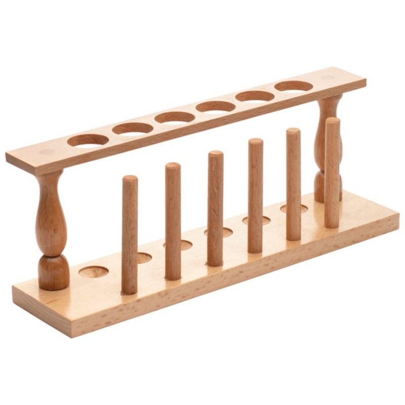 United Scientific 6-Place Test Tube Rack, 6 Tubes, Wood