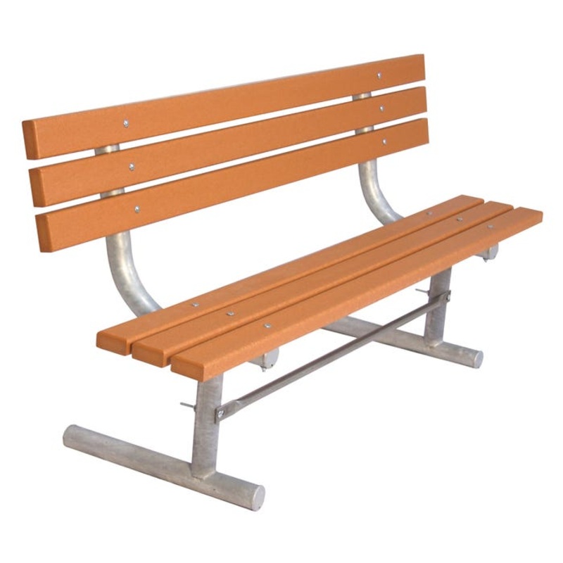 UltraSite Extra Heavy Duty Park Bench with Back, 95 x 22-1/2 x 35 Inches, Redwood Stain, Dark Gray Frame