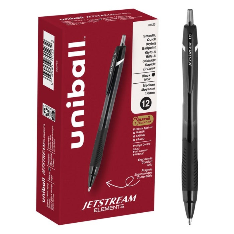 uniball JETSTREAM Elements Ballpoint Pen, 1.0 mm, Black, Pack of 12