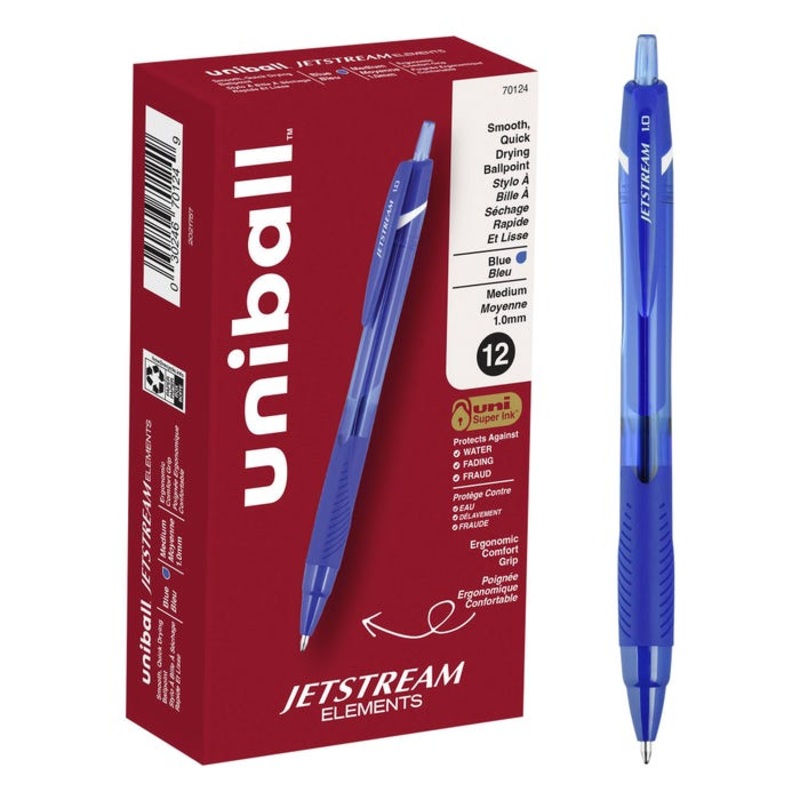 uniball JETSTREAM Elements Ballpoint Pen, 1.0 mm, Blue, Pack of 12