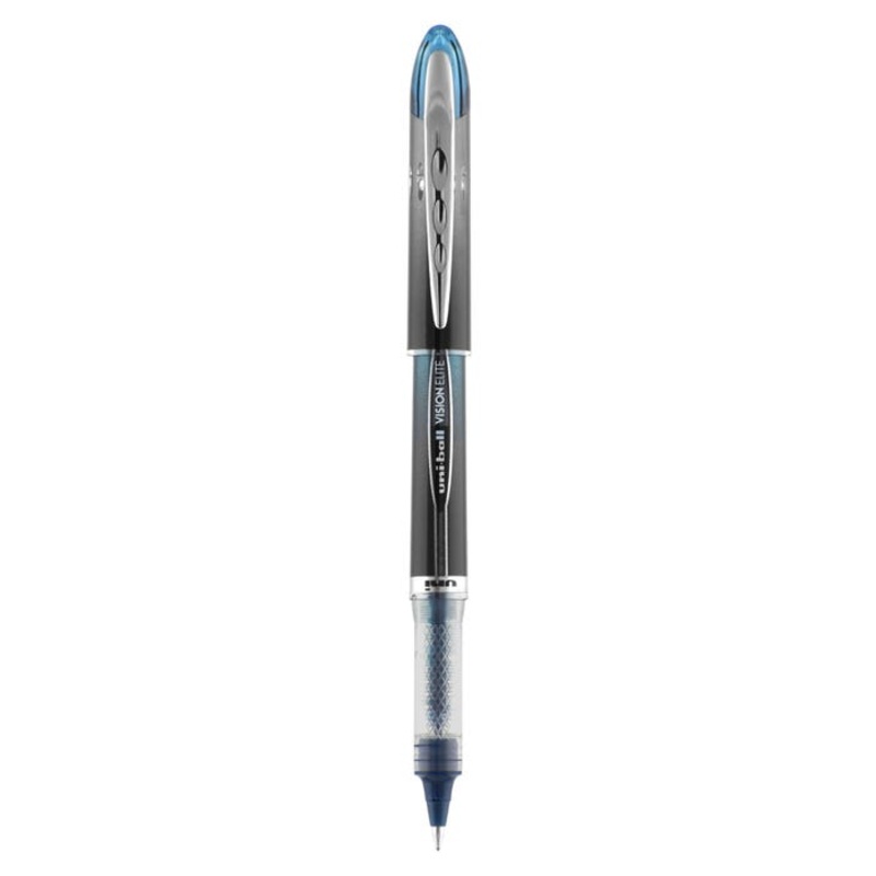 uniball Vision Elite Rollerball Stick Pen, 0.5 mm Micro Tip, Blue/Black Ink, Black Barrel