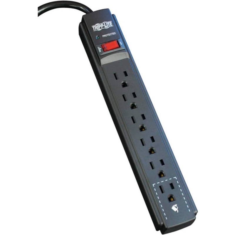 Tripp Lite 6-Outlet Surge Protector, 6 Foot Cord, Black