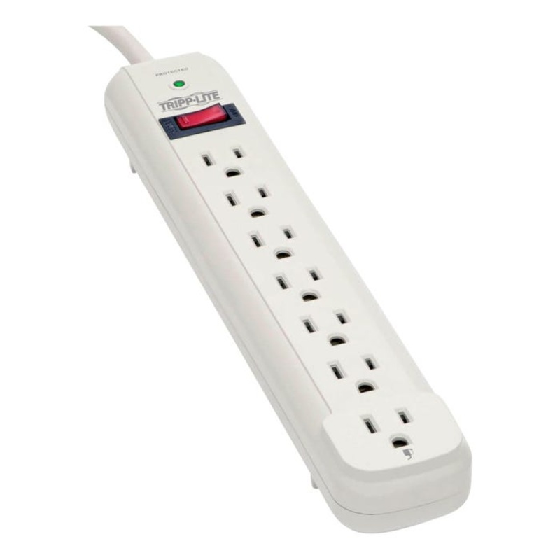 Tripp Lite 7-Outlet Surge Protector, 25 Foot Cord, 1080 Joules, Light Gray