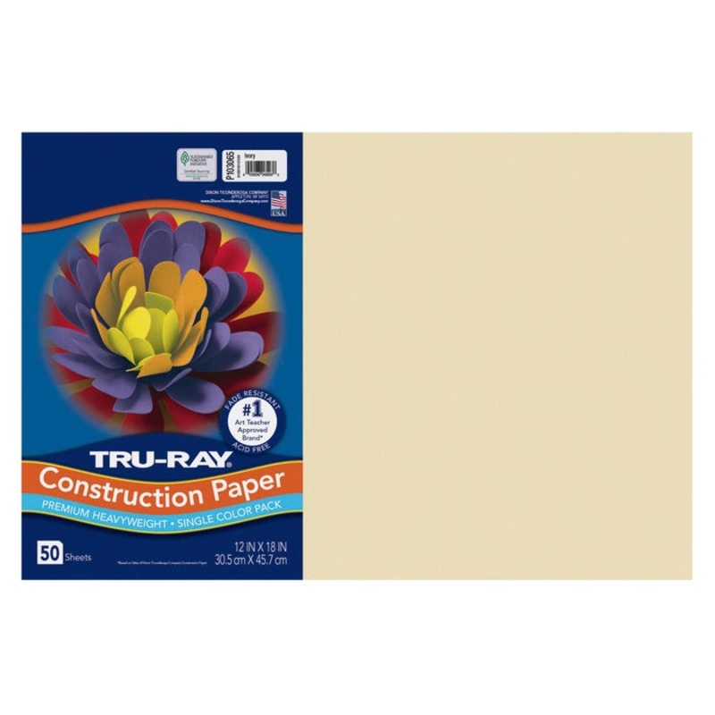 Tru-Ray Construction Paper, Ivory, 12 x 18 Inches, 50 Sheets