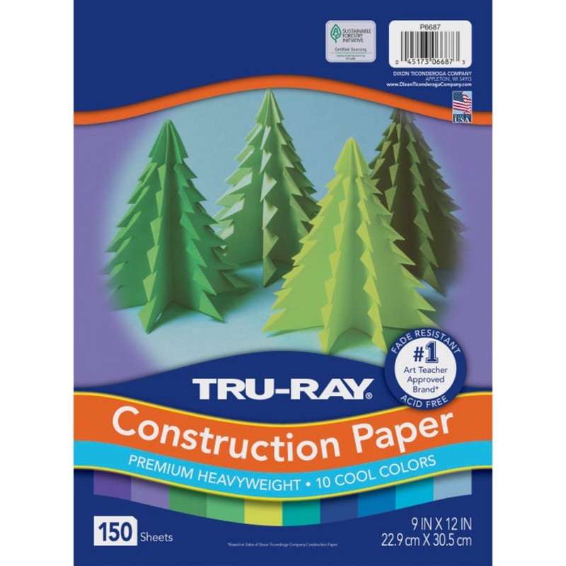 Tru-Ray Premium Construction Paper, Cool Assorted, 9 x 12 Inches, 150 Sheets