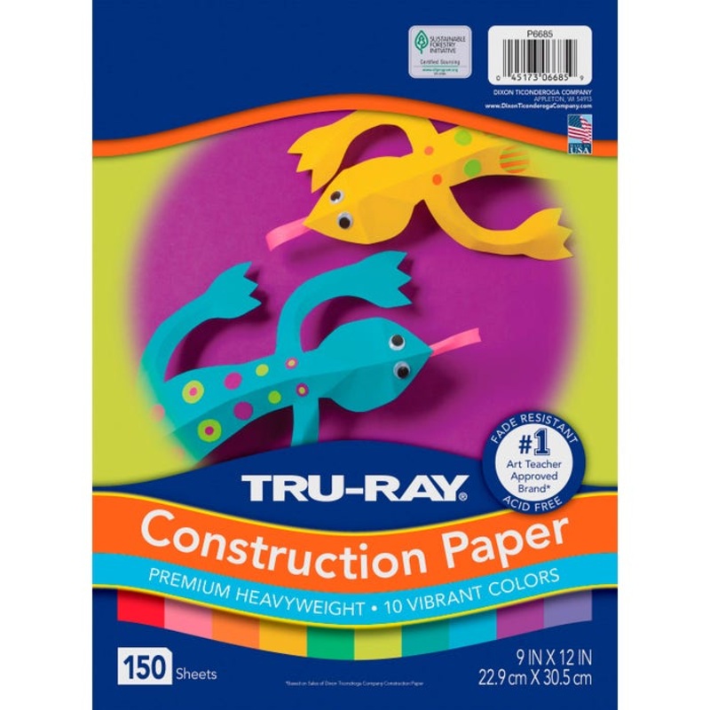 Tru-Ray Premium Construction Paper, Vibrant Assorted, 9 x 12 Inches, 150 Sheets