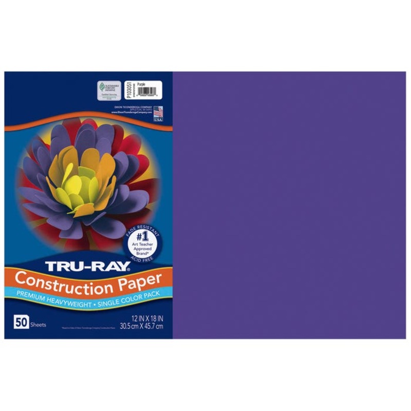 Tru-Ray Sulphite Construction Paper, 12 x 18 Inches, Purple, 50 Sheets