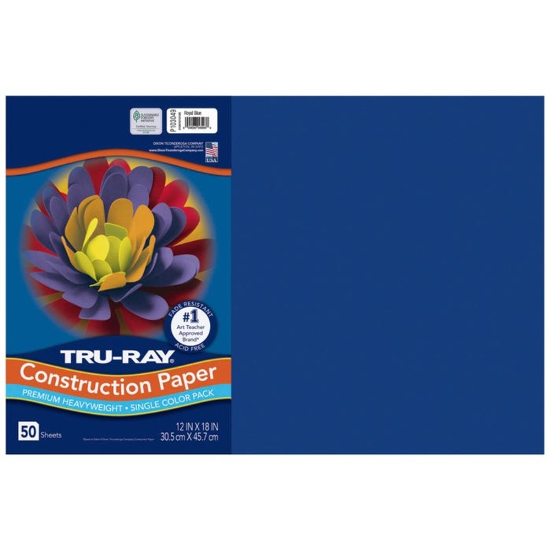 Tru-Ray Sulphite Construction Paper, 12 x 18 Inches, Royal Blue, 50 Sheets