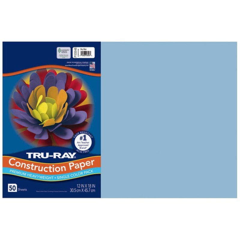 Tru-Ray Sulphite Construction Paper, 12 x 18 Inches, Sky Blue, 50 Sheets