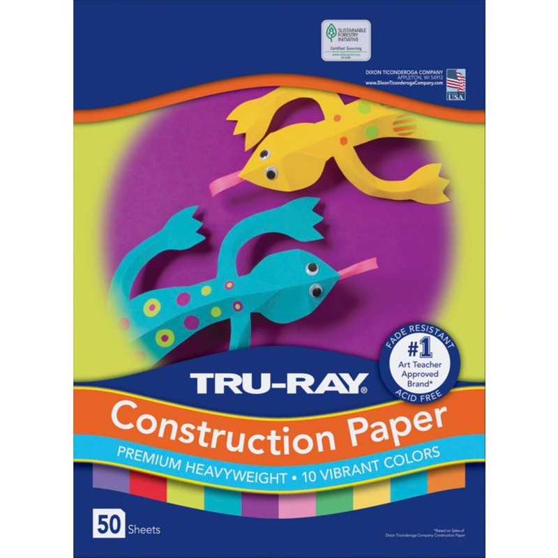 Tru-Ray Sulphite Construction Paper, 9 x 12 Inches, Assorted Bright Color, 50 Sheets