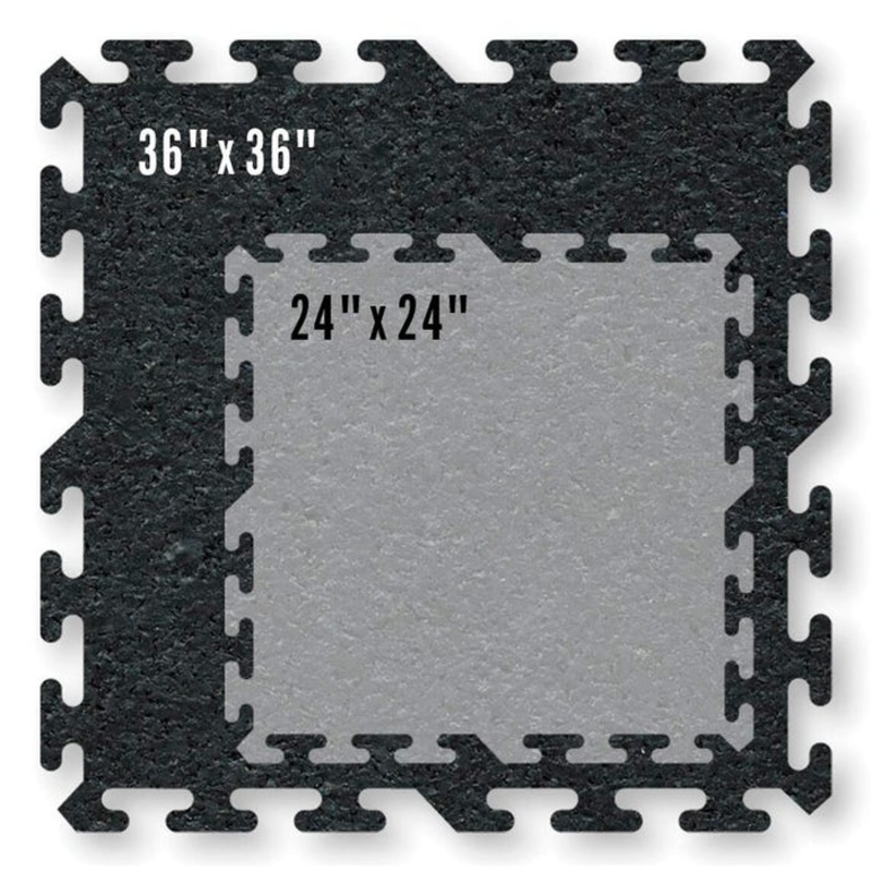 ProIMPACT Interlocking Floor Tile, 24 x 24 Inches, 9 mm Thickness, Rubber, Black