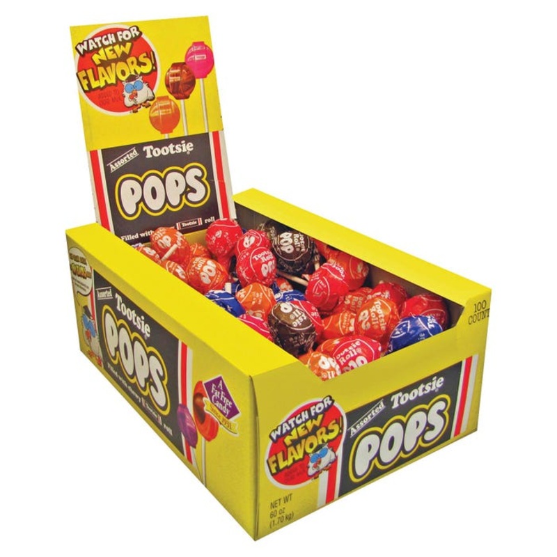 Tootsie Assorted Flavor Candy Center Lollipop, 60 oz, Pack of 100