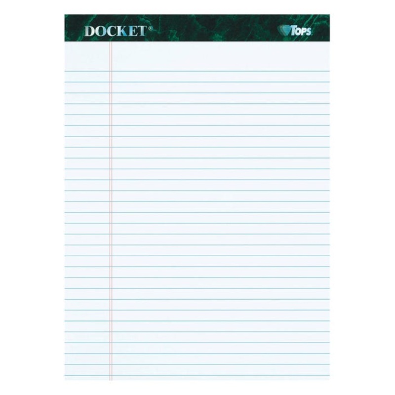 TOPS Docket Legal Pad, 8-1/2 x 11-3/4 Inches, White, 50 Sheets, Pack of 12