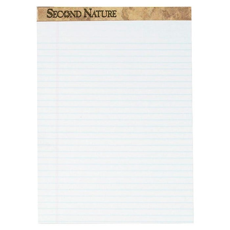 TOPS Second Nature Legal Pad, 81/2 x 11-3/4 Inches, Legal Ruled, White, 50 Sheets, Pack of 12
