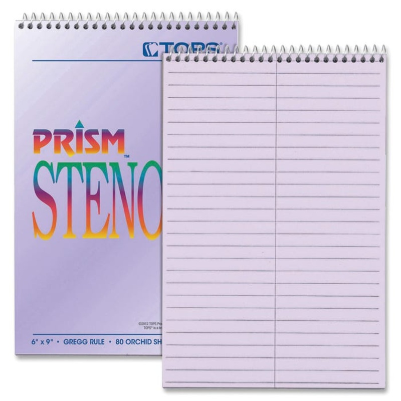 TOPS Wirebound Steno Notebook, 6 x 9 Inches, Gregg Ruled, Orchid, 80 Sheets, Pack of 4