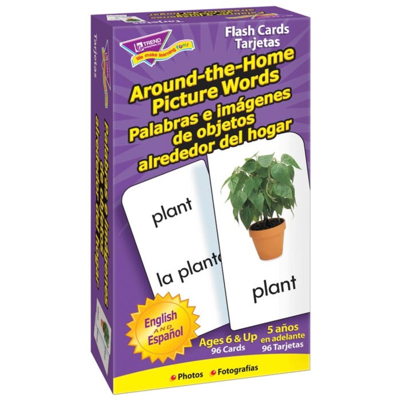 Trend Enterprises Bilingual Around-the-Home Picture Word Flash Cards, Set of 96