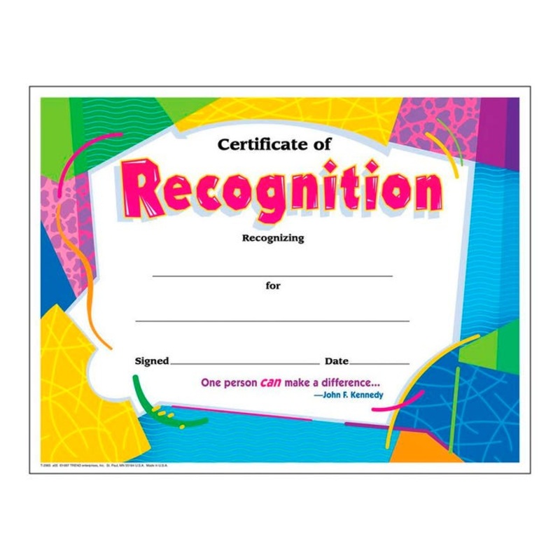 Trend Enterprises Certificate of Recognition, Colorful Classics, Pack of 30
