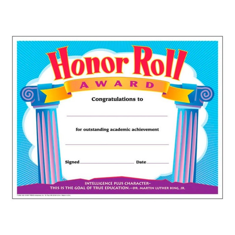 Trend Enterprises Honor Roll Certificates, Colorful Classics, Pack of 30