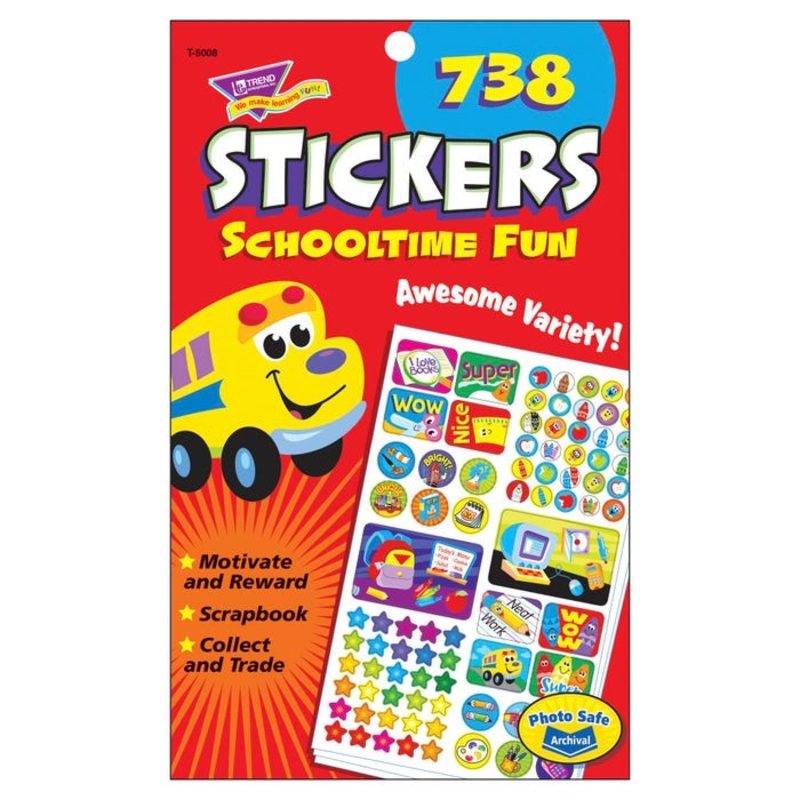 Trend Enterprises Schooltime Fun Sticker Pad, 738 Stickers