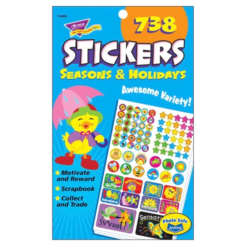 Trend Enterprises Seasons and Holidays Sticker Pad, 738 Stickers