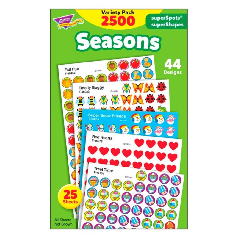 Trend Enterprises Seasons superSpots & superShapes Stickers Variety, Pack of 2500