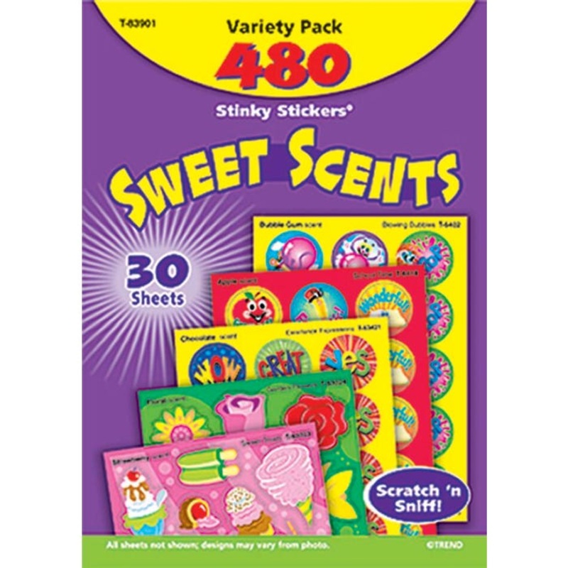 Trend Enterprises Stinky Sticker Sweet Scent Scratch n Sniff Stickers, Pack of 483